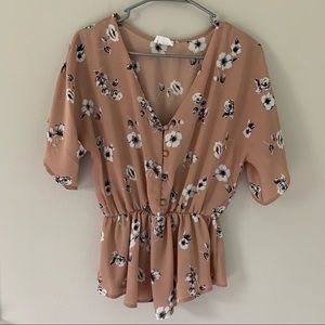 Sienna Sky Pink Floral Blouse Size Medium